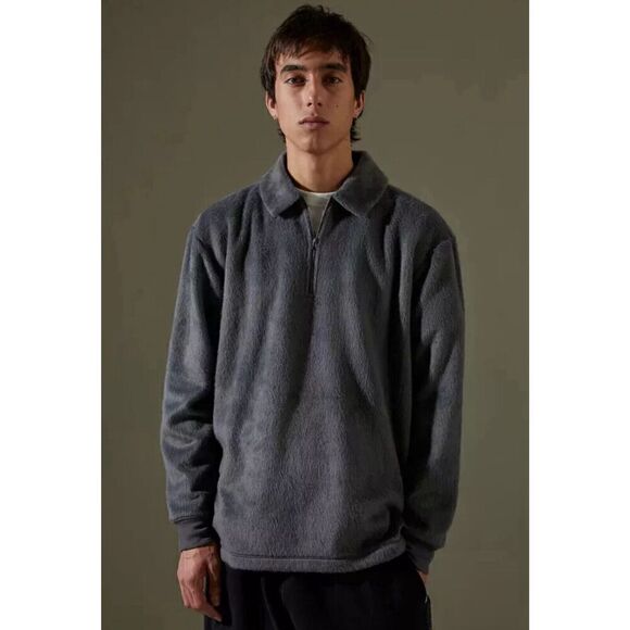 Urban‎ Outfitters Standard Cloth NWT Wolf Fleece Pullover Men's Mediu Gray Polo - Picture 1 of 12